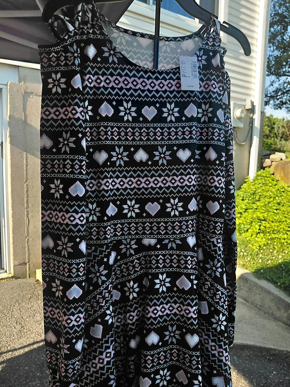New Children's Place Black Knit Dress with Pink & White Fair Isle Hearts